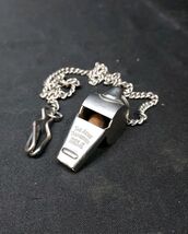 Vintage ACME Thunderer Police Whistle With Original Chain &amp; Clip, Cork Ball - $19.53