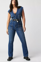 New Free People WTF CRVY Hyde Park Jumpsuit $158 SIZE 6 Stretchy - £69.69 GBP