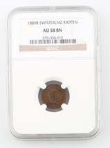 1889-B Suiza 1 Rappen Moneda O Au 58 Bn NGC Graduado Suizo Km 3.1 - £265.05 GBP