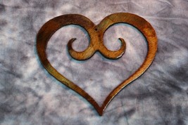 Extra Small  3 1/2&quot; Ornamental Scrolled Heart /Bronze Plated Metal Wall ... - £7.57 GBP