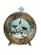 Pewter Figurine Etain Zinn signed Canada seagull miniature frame plate carolers - £23.70 GBP