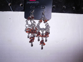 Paparazzi Earrings (New) Silver & Brown Crystal Dangles - $8.58