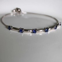 2.80Ct Princess Cut Simulated Sapphire Bolo Bracelet 6.5&quot; 925 Sterling Silver - £134.52 GBP