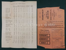 1936 antique BALLOT HAMBURG SOUTH WARD berks county pa PRIMARY SPECIAL E... - £68.40 GBP