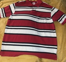 3XL Gold Label Red White Black Striped Polo Shirt Short Sleeve - £11.73 GBP