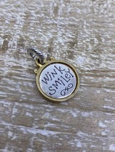 Brighton Retired WINK SMILEY Silver Gold Happy Fun Smiley Charm Pendant Jewelry - £11.86 GBP