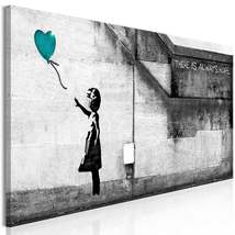 Tiptophomedecor Stretched Canvas Street Art - Banksy: Girl With Turquoise Balloo - $89.99+