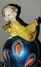 Vintage FONTANINI 1960&#39;s Blue Flame Angel Baby Christmas Ornaments Depose Italy - £31.90 GBP