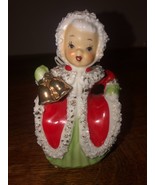 Vintage Napco Japan Spaghetti Lace Trim Christmas Angel Bell Figurine 5&quot;... - $54.70 CAD