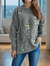 Sequin Mock Neck Long Sleeve Sweater - £28.79 GBP