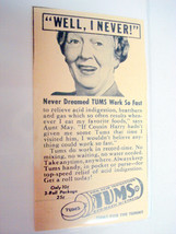 1953 Tum&#39;s Ad Well I Never Dreamed Tums Work So Fast - £6.36 GBP