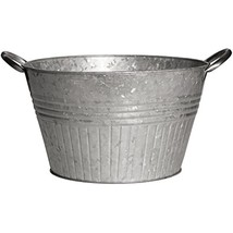 Tub Planter With Handles, Round, Galvanized Metal, 12-In. - £33.08 GBP