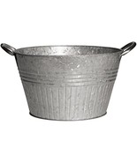 Tub Planter With Handles, Round, Galvanized Metal, 12-In. - £32.97 GBP