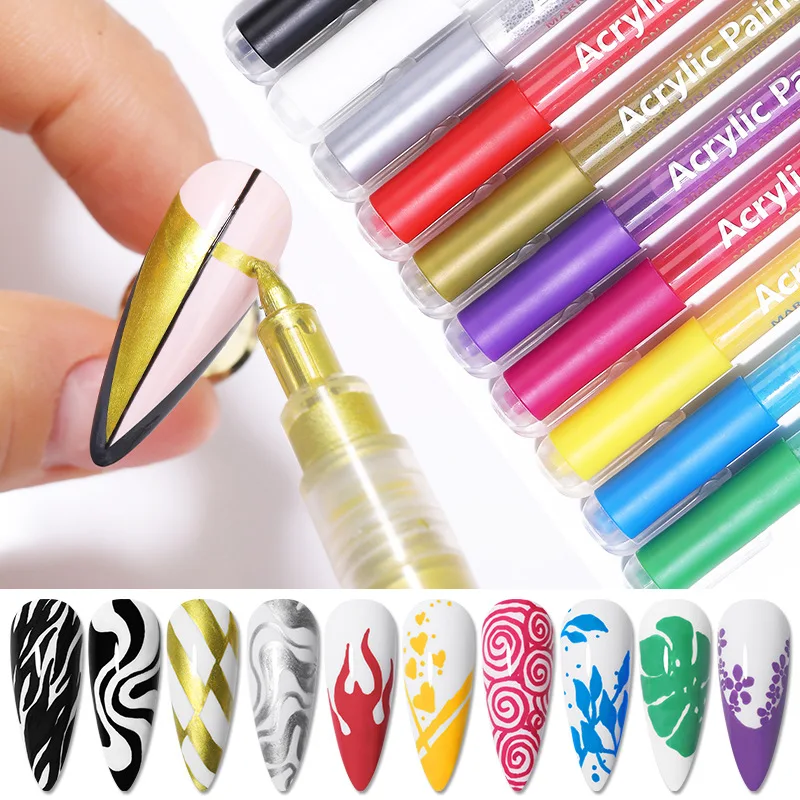 16Colors Nail Art Graffiti Painting Pen DIY Decoration for Nails Acrylic Maker - £9.72 GBP+