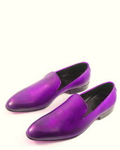 An item in the Fashion category: New Purple Loafer Slip On Casual Wear Black Sole Handcrafted Vintage Leather Sho