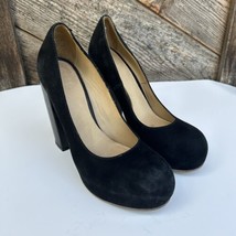 ACNE STUDIOS Suede Leather Black VEGA Block Heel Court Shoes U.S Size 6.... - $88.11