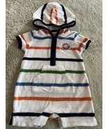 Baby Gap Boys White Navy Blue Striped Terry Cloth Hoodie Shorts 0-3 Months - £6.67 GBP