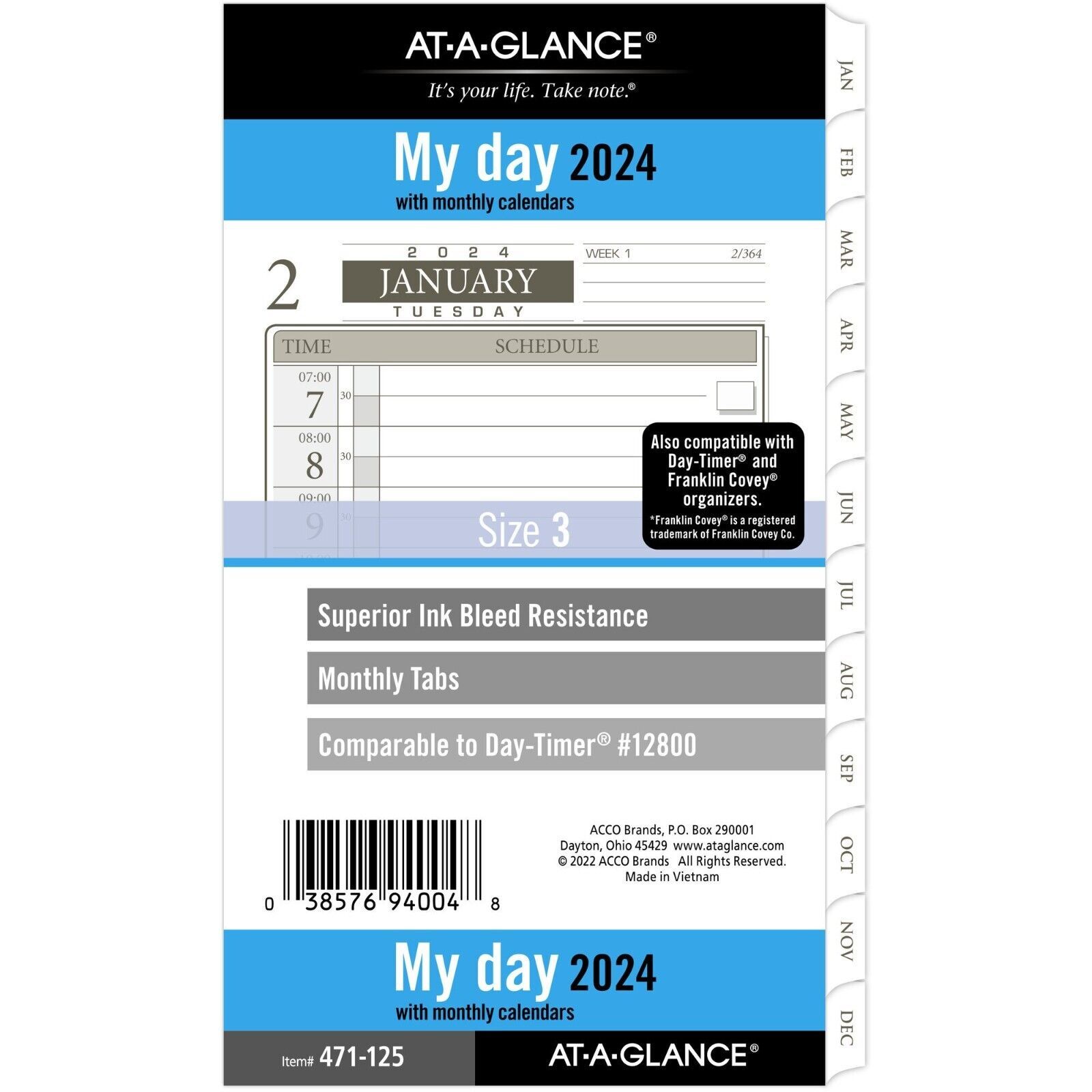 Primary image for AT-A-GLANCE 2024 Daily Monthly Planner One Page Per Day Refill Loose-Leaf