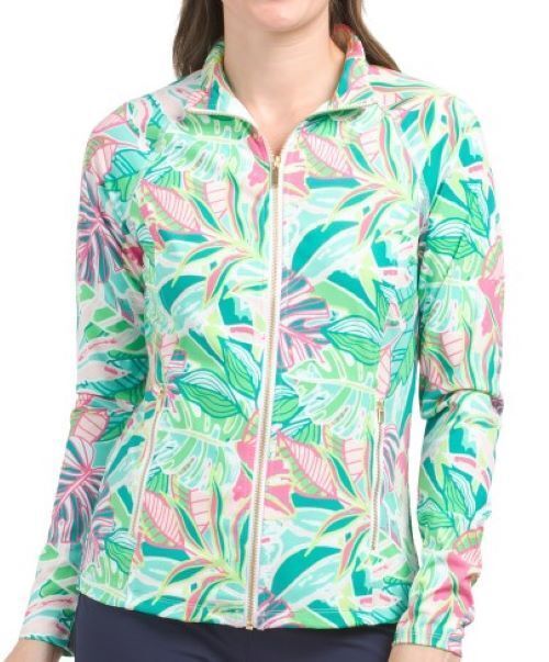 NWT SIGRID OLSEN HOT PINK GREEN PALOMA Long Sleeve Full Zip Golf Jacket - M L XL