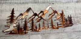 Tree &amp; Mountain Scene - Metal Wall Art - Copper 26&quot; x 10 3/4&quot; - £49.83 GBP
