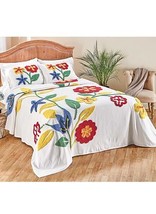 Multo Floral Chenille Bedspread Twin or Queen - £125.80 GBP+