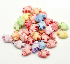Fish Beads Antiqued Acrylic Assorted Lot BULK Wholesale Pastel 3d 50pcs - £4.27 GBP