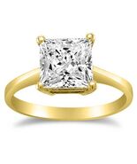 14k Yellow Gold 1ct Princess Diamonette CZ Solitaire Engagement Ring Siz... - $304.00