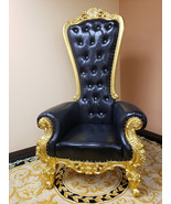 Grand High-Back Throne Chair in Black and Gold - $2,728.57 CAD