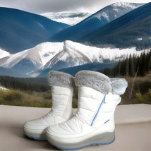 Cougar Waterproof Winter Boots  Seismic-White - Blue Accents Gray Fur Si... - $39.59
