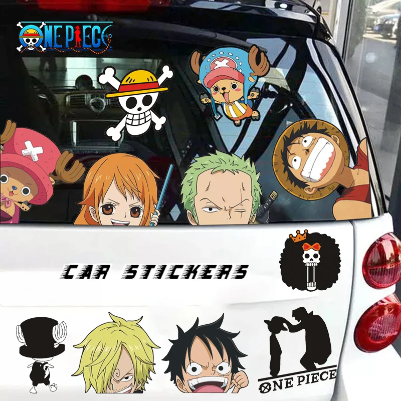 One Piece Car Sticker Anime Figure Luffy Chopper Rearview Mirror Window Decals - £7.63 GBP+