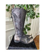MO. S Women Metallic Leather Upper Round Toe Side Zip Knee High Casual B... - $78.53 CAD