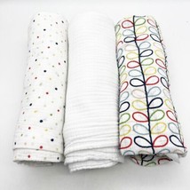 Aden + and Anais Baby Blanket Swaddle Muslin Orla Kiely Leaf Set Of 3 - £35.26 GBP