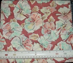 Green &amp; Maise Flowers On Rust Quilt Fabric 45&quot; Wide X 2+ Yards - £6.38 GBP