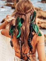 Boho Feather Headbands Indian Headdress Gypsy Headpiece Peacock Hair Bands Bohem - $28.66