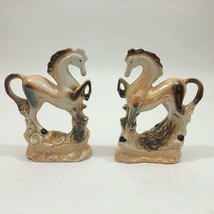 Vintage Ceramic Prancing Horses Statue Figurines Set of 2 - $19.79