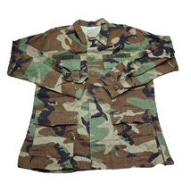 Army Military Shirt Men Medium Regular Green Camo Uniform Button Up Collared Top - £17.82 GBP