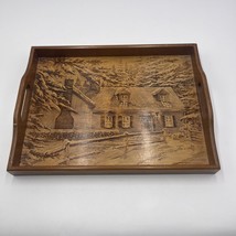 Vtg House Of Lloyd Teak Wood Serving Tray w/Handles Cottage Woods Winter Mcm - £23.44 GBP