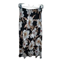 Band of Gypsies-BOG RHO Black Floral Slip Midi Skirt in Black Cream Smal... - $16.50