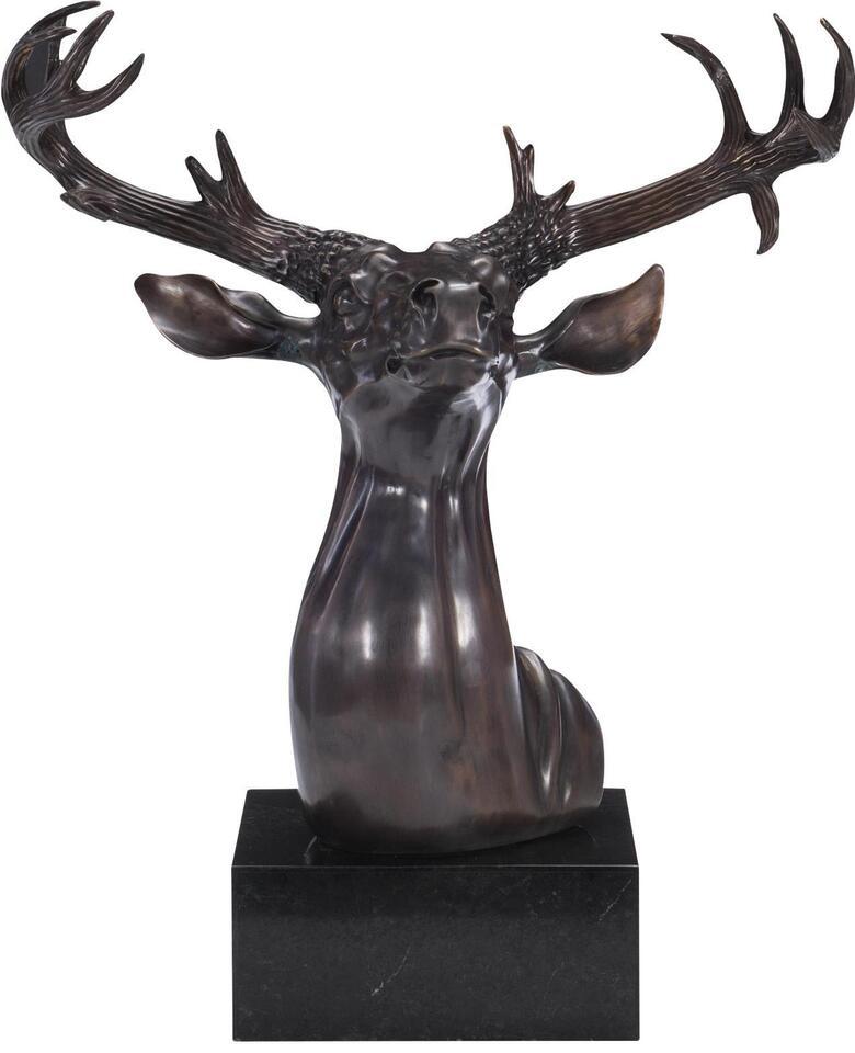 Sculpture MAITLAND-SMITH Stag Deer Stone Base Brass - $1,709.00