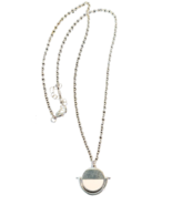 Vintage Silver-Tone and White Enamel Chain Pendant Necklace - $12.97 CAD