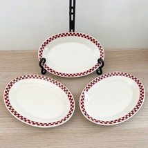 Lot [3] Homer Laughlin China Checkers Red Maroon Oval Bread &amp; Butter Plate - £39.10 GBP