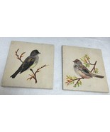 Vintage Hand Painted Birds pair wall art on Wood Placks 5&quot; x 4 1/2&quot; Signed - $25.72 CAD