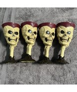 Set of 4 Skeleton Skull Goblets Halloween Wine Cups Plastic Party Decor - €25,32 EUR