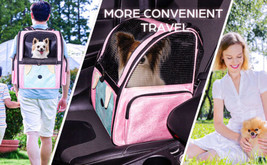 Pet Backpack Portable Foldable Ventilated Carrier Bag Travel Hiking Outdoor Pink - £23.32 GBP