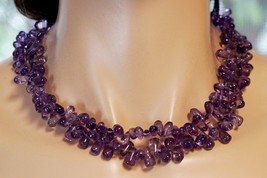 Double Strand Polished Oblong Amethyst Bead Necklace Can be worn from 16... - £31.96 GBP