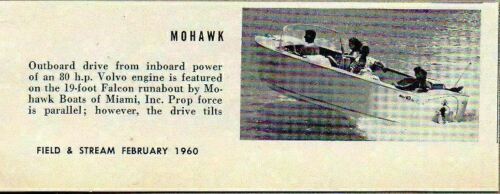 Primary image for 1960 Magazine Photo Mohawk 19' Falcon Runabout Boats Miami,FL
