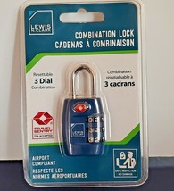 Lewis N Clark TSA Combination Luggage Lock BLUE Airport Compliant 3 Dial - £8.21 GBP