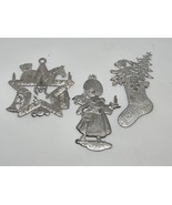 Set Of 3 Vintage 1997 Pewter Christmas Ornaments - £20.79 GBP