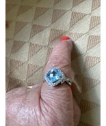 Sky Blue Rhodium Over Sterling Silver Topaz And White Sapphire Ring. - £28.61 GBP