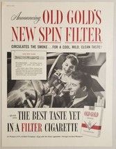 1958 Print Ad Old Gold Spin Filter Cigarettes Couple Smoke in Convertible Car - £14.74 GBP